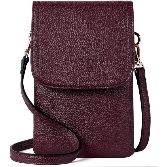 Handbags - Women Burgundy Red Imported Vegan Leather Adjustable Strap Small Crossbody Bags